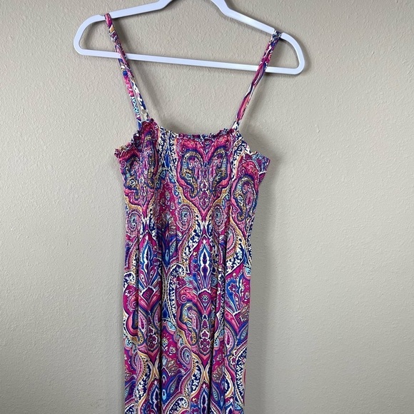 Nicole Miller Studio paisley adjustable strap midi‎ ruffle sundress, sz 10, NWT - Picture 1 of 11